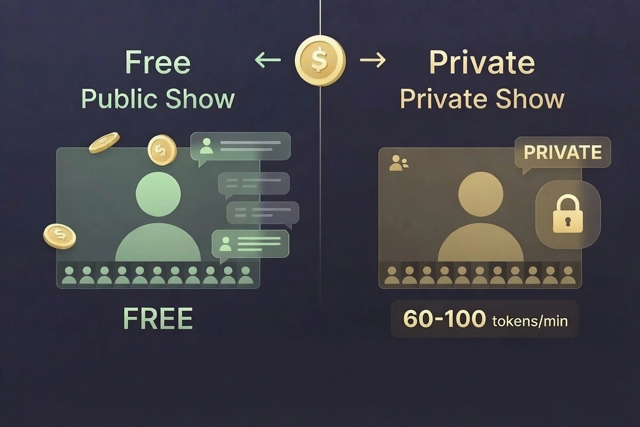 Free Cam Shows vs Private Shows: What You Actually Get for Your Tokens