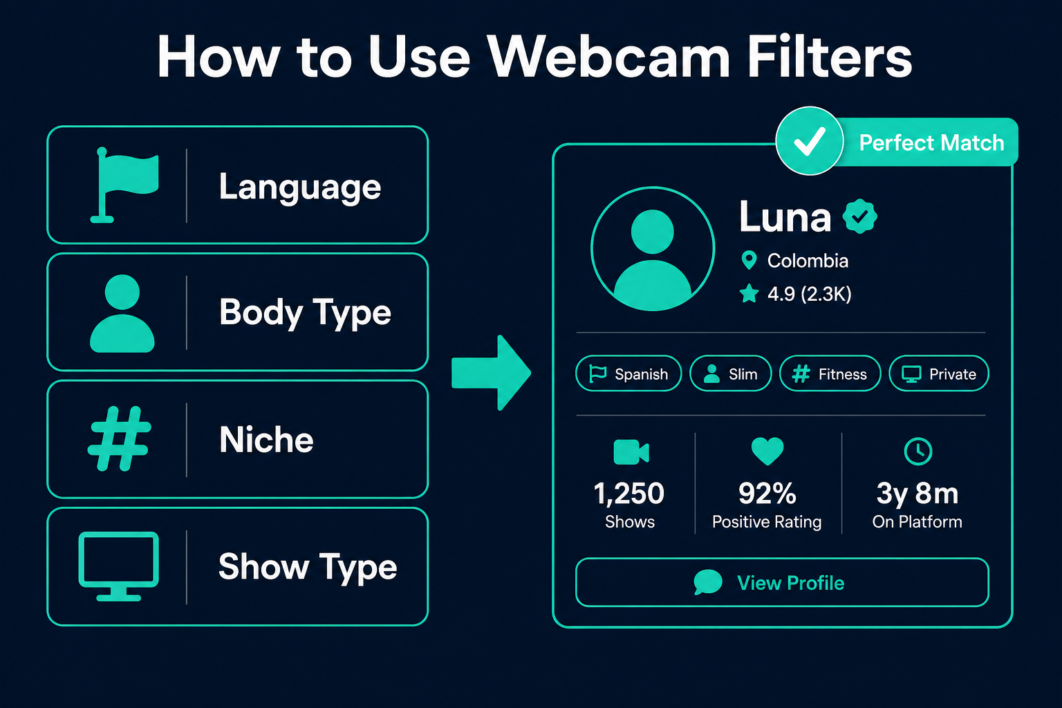 How to Use Webcam Filters to Find Models by Language, Body Type, Niche, and Show Type