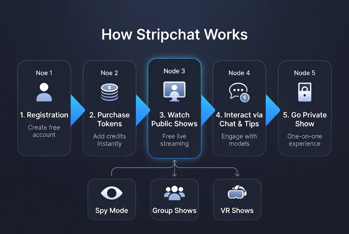 How Stripchat works — from registration to private session